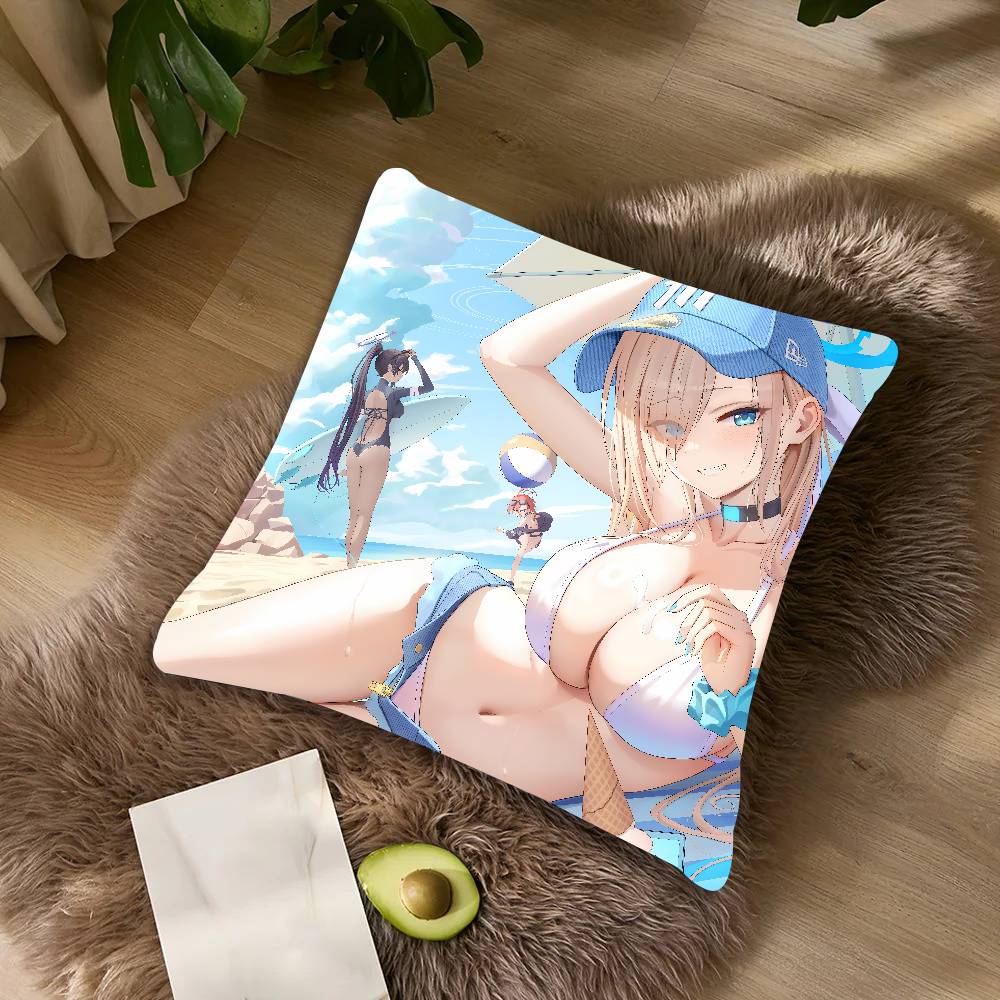 Kawaii Girl Cool Game Blue Archive Cushion Cover Decor Home Throw Pillow Covers For Couch Camping Pillow Cover Decorations