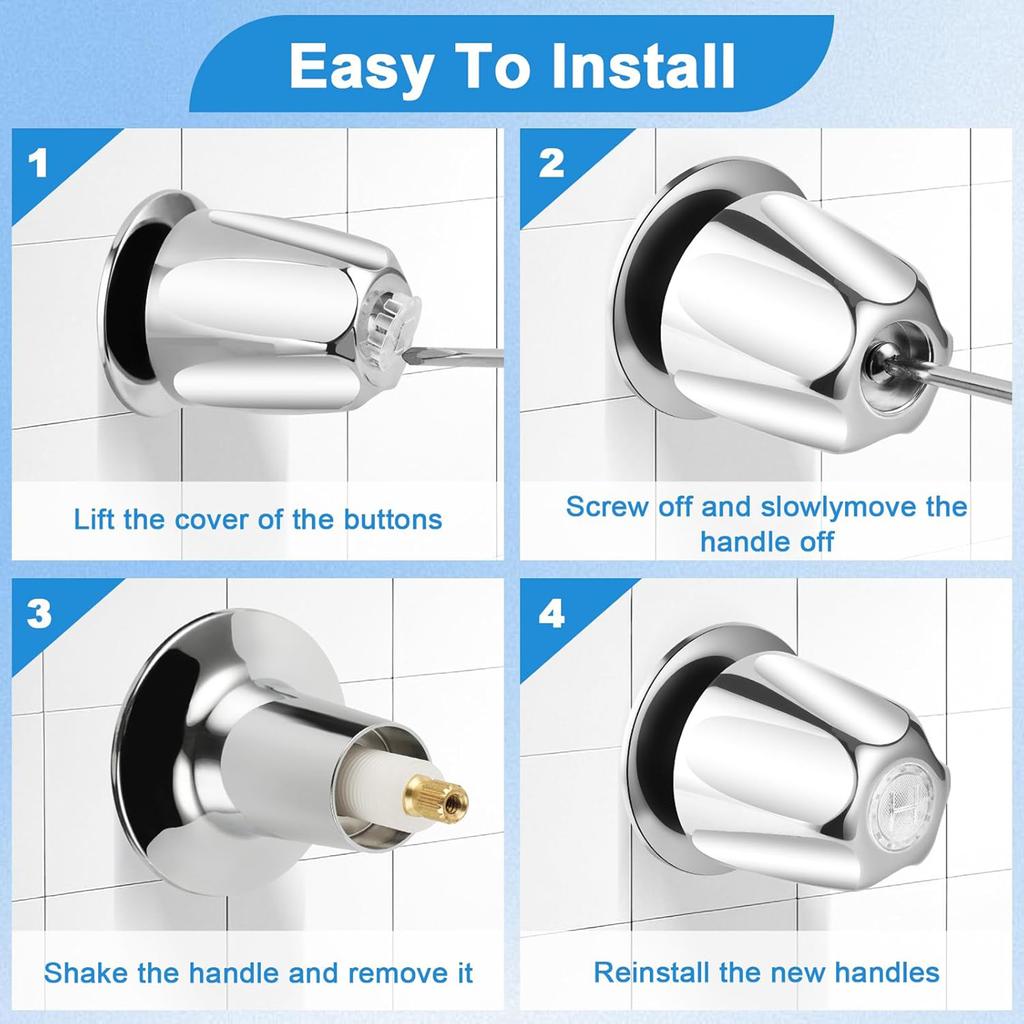 3Pieces Multipurpose Shower Knob Replacement Set Banthroom Accessory With Tub Faucet Handles In Matte Designs Finish