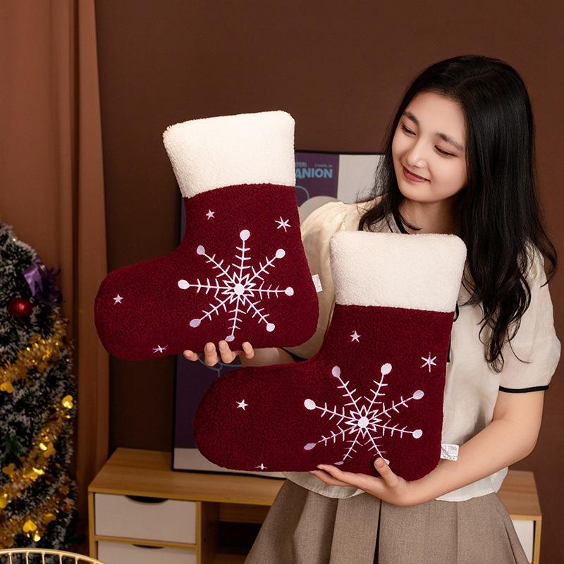 Cartoon Snowflake Christmas Stockings Throw Pillow Plush Toy Christmas Stockings Doll Child Soothing Rag Doll Christmas Gift