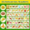 48PCS Food Cognition Flash Cards Children's Early Education Burger Cake Recognition Paper Card English Learning Educational Toys