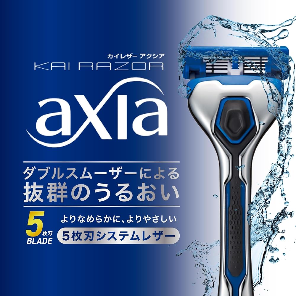 KAI axia Men's Razor Replacement Blades 12pcs T-Blade 5-Blade Double Smoother GA0068