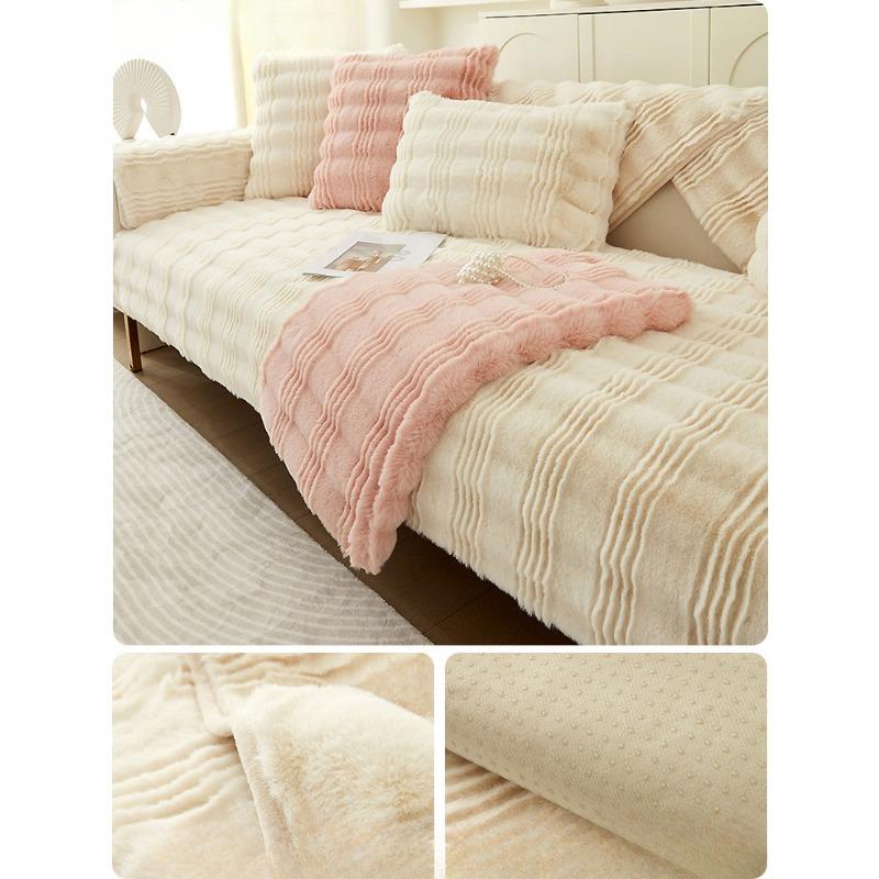 Bunny Cashmere Winter Plush Sofa Cushion Thickened Cushion Simple Modern Full Covered Cloth