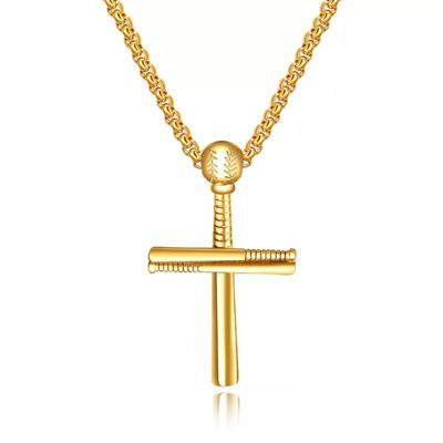 Men's Exquisite Baseball Necklace Creative Stainless Steel Cross Pendant