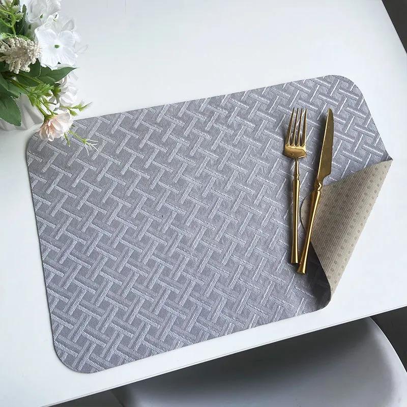 Polyester Herringbone Jacquard Fabric Placemats Non-Slip Heat-Resistant Creative Table Mats Home Dining Decor