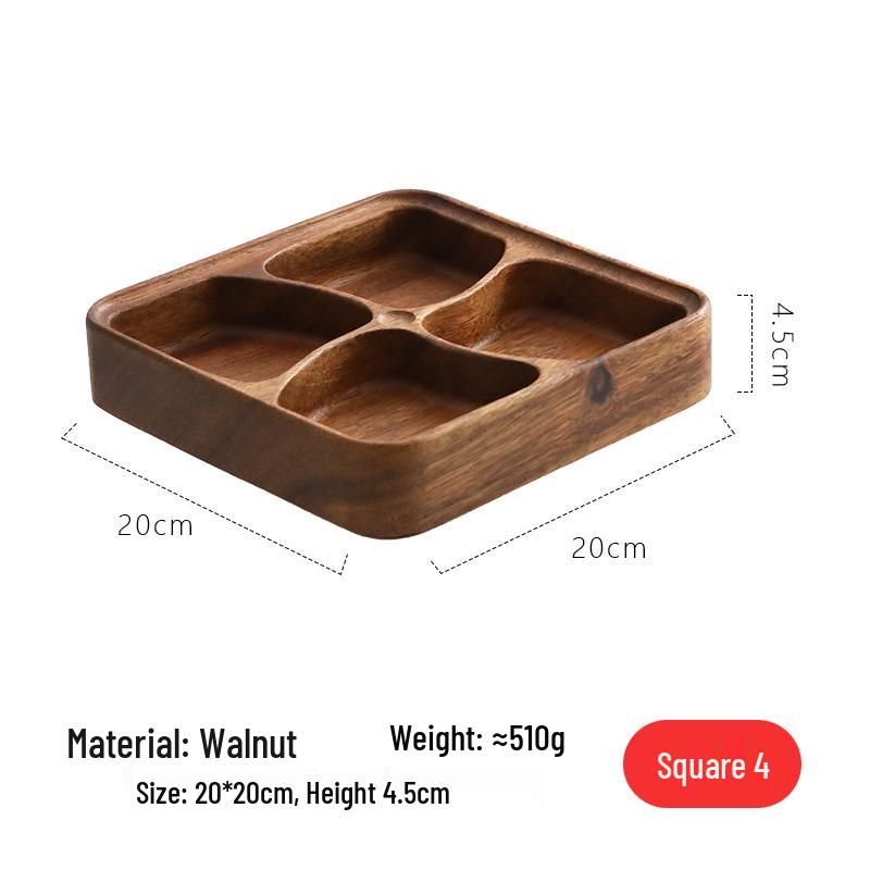 Walnut Wood Dessert Tray: Fruit, Nuts, Snacks & Tea Plate