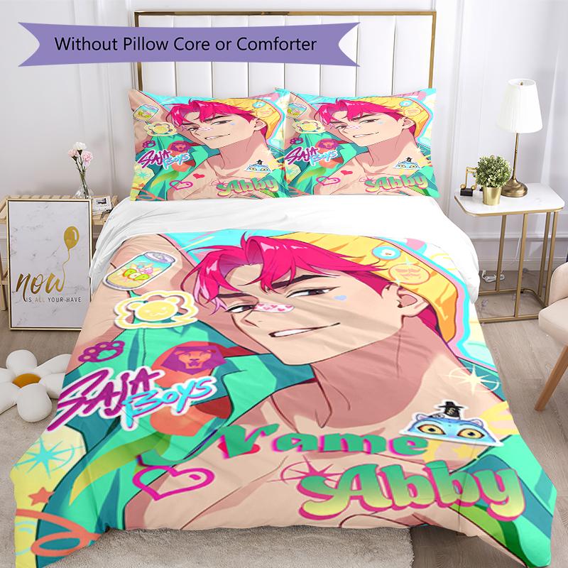 3pcs Custom Name Saja Boys Bedding Set Duvet Cover Closure Includes 1 Duvet Cover & 2 Pillowcases, Soft and Comfortable for All Seasons.