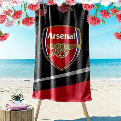 Arsenal Logo On Red and Black Shield Patterned Beach Towel Quick Dry Perfect for Travel Outdoor Sports Jogging the Beach and Swimming