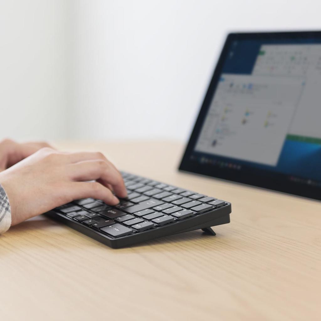 Sanwa Direct Wireless Keyboard, Rechargeable, Compact, Quiet, USB Connection, Pantograph, Thin, Japanese Layout, with Numeric Keypad, Black,