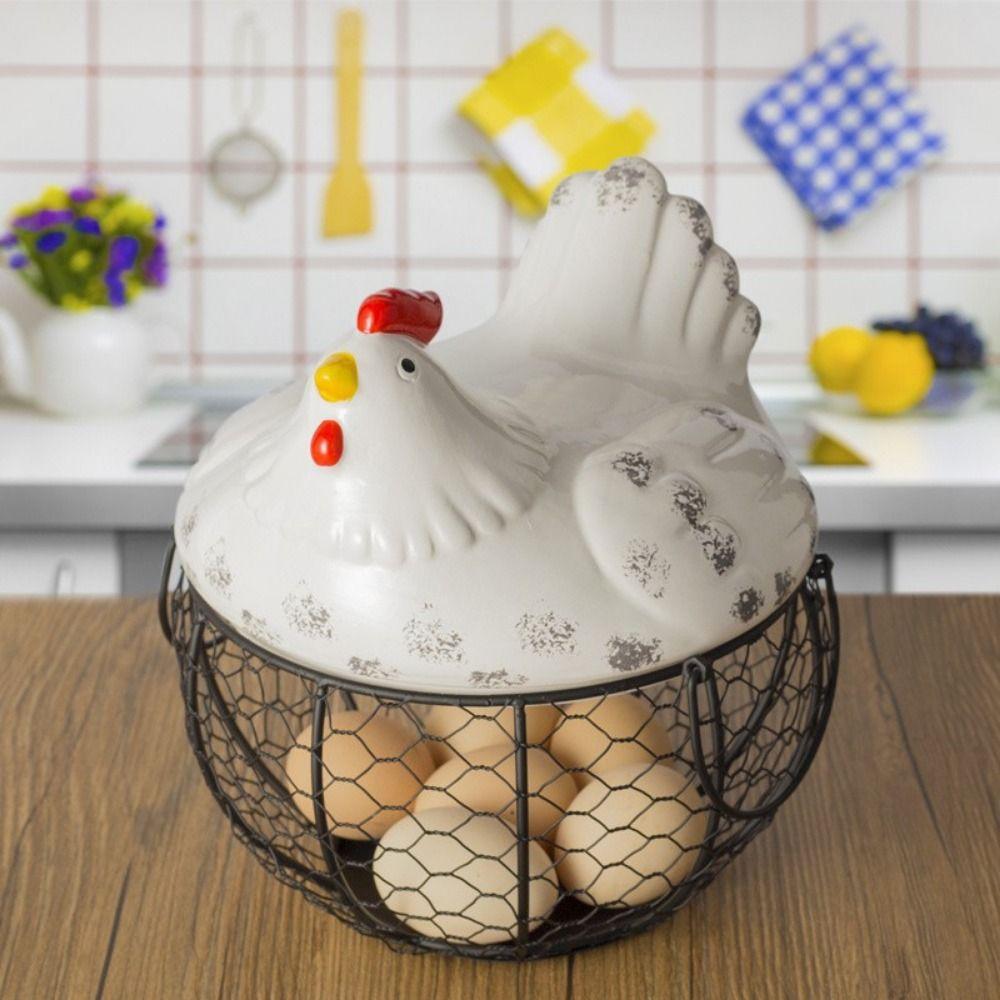 Rustic Hollow Egg Container With Cover Chicken Storage Rack Portable Hen Egg Basket Egg Storage