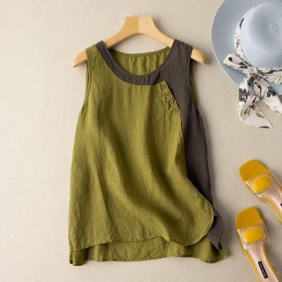 Oversize Vest Cotton Women Undershirt Sleeveless Vintage Loose Sweater Vest Linen Casual Vest