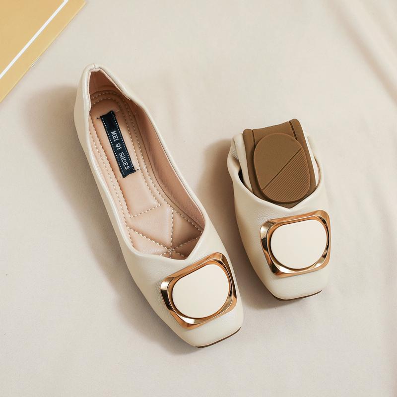 Single Shoe Girl 2025 New Spring Fairy Style French Soft-soled Flat-soled Autumn Shoes Light Mouth Versatile Soft Leather Doudou Shoes