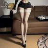 Ultra-Thin Black Silk Thigh-High Stockings with Lace Trim and Integrated Garter.