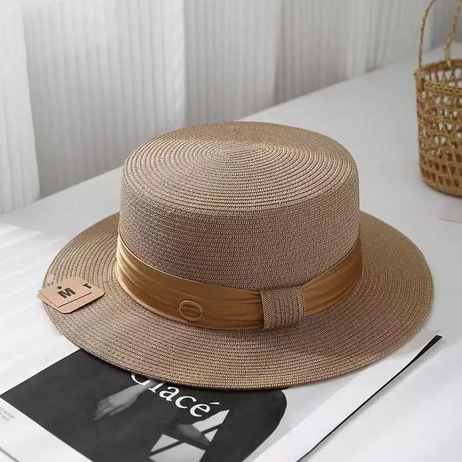 Japanese high-quality elegant flat-top straw hat women's summer travel versatile French top hat sunshade sun hat
