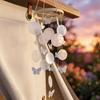 Wind Chime for Outside Ocean Theme Hanging Butterfly Windchime with Round Shells for Patio Garden Decor Gifts for Women Mom Wife