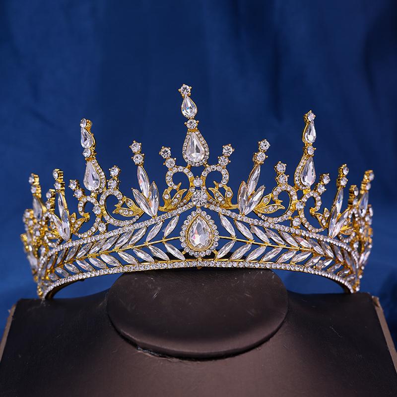 Barock Vintage Prinsessa Drottning Brudkrona Huvudsmycke Kristalltiara För Kvinnor Bröllopskrona Hårklänningstillbehör Smycken