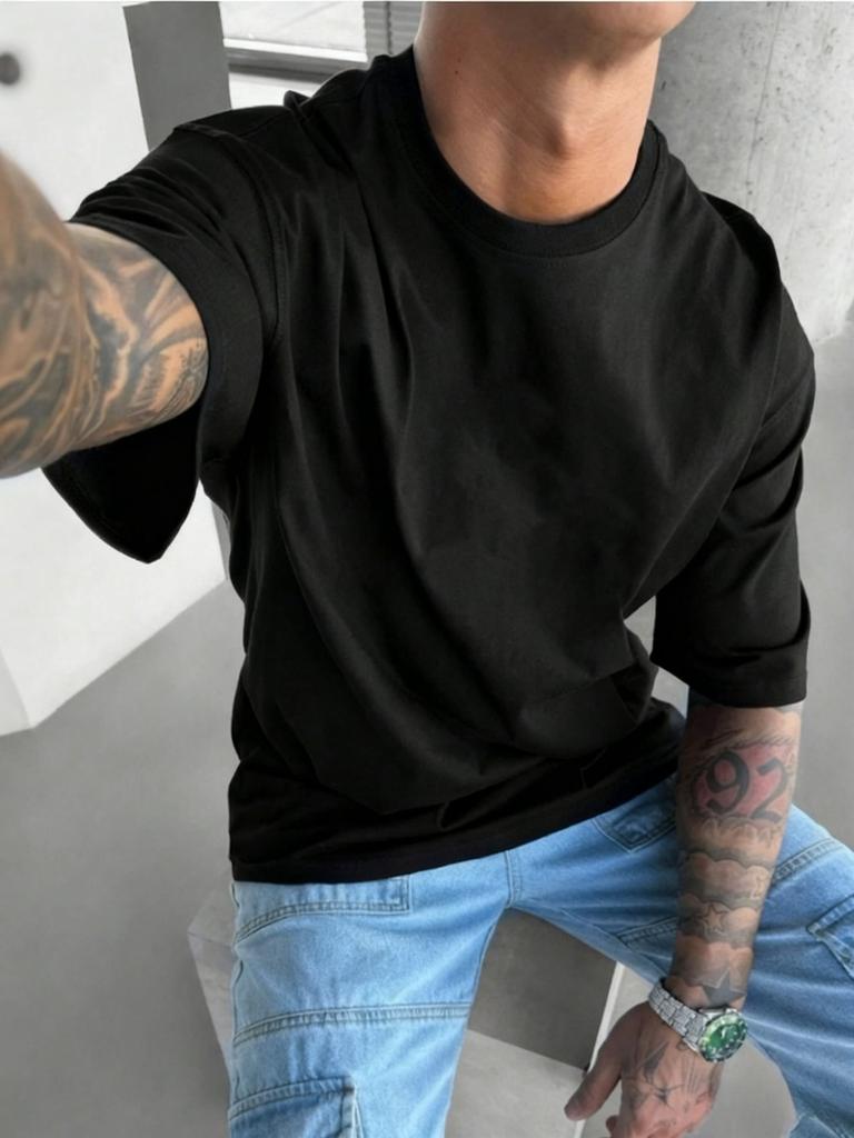 Cotton streetstyle mens personalized printed shortsleeve Tshirt suitable for daily wear in spring and summer