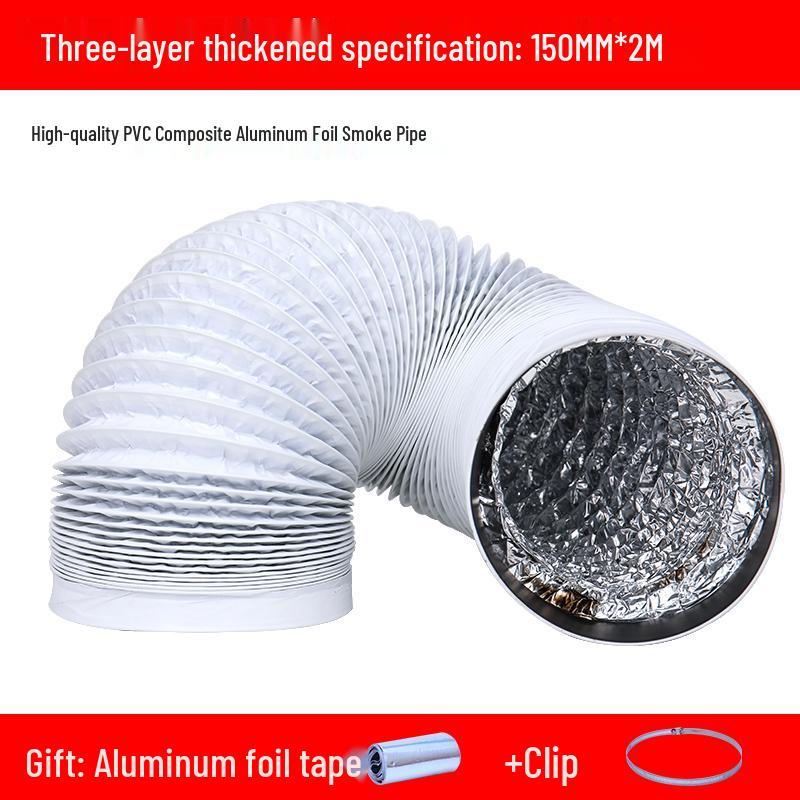 Thickened Three-Layer PVC/Aluminum Foil Flexible Hose for 150/170/160/180 Range Hood Vent Connection
