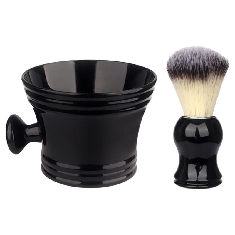 2Pieces Shaving Brush Kit Plastic Shaving Soap Bowl Shaving Lather Bowl with Shaving Brush,Create Rich Shaving Cream