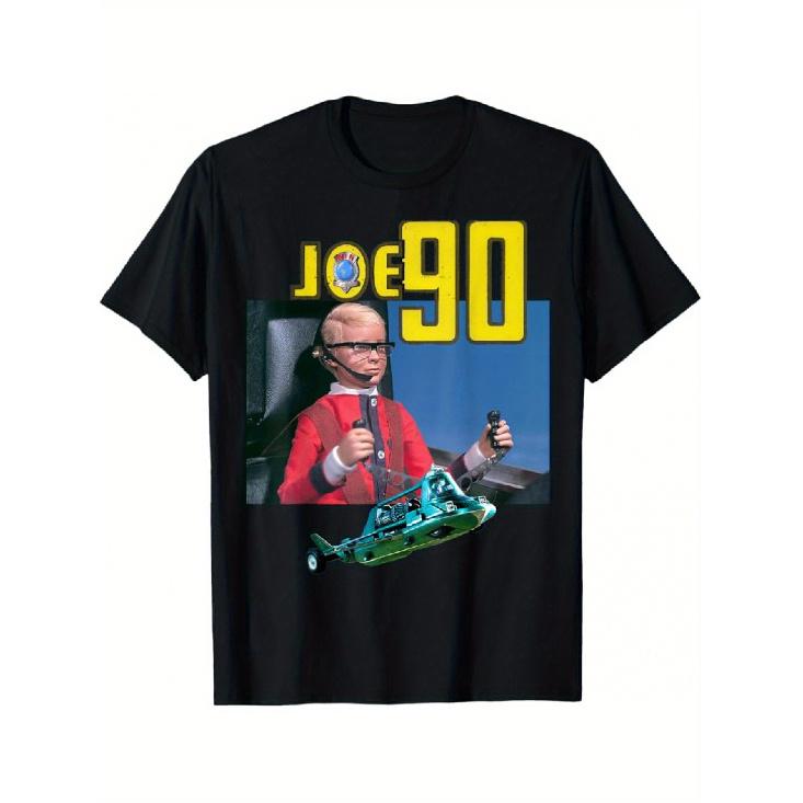 Men s Agent Joe 90  80s Spy Car & Secret Agent Graphic T-Shirt - Vintage 80s TV Show Design with Joe 90 Number 90, Short Sleeve Crew Neck Casual Tee S чёрный