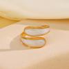 Stainless Steel Black White Enamel Ring for Men Women Simple Double Layer Oil Dripping Open Finger Rings No Fade Jewelry