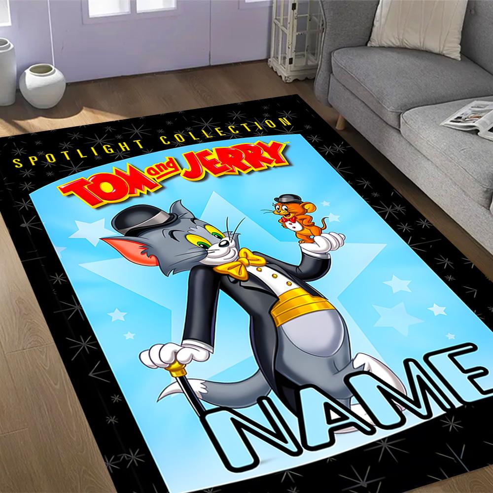 Looney Tom Jerry's Valentine Customized Name Floor Rug Office Rug Design for Balcony Living Rooms Study room Hallway Antislip Carpet Office home decor