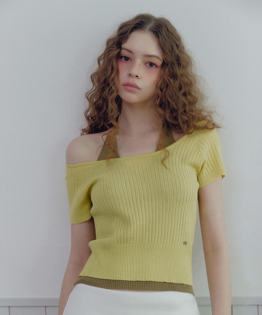 Teuwi Lowen Halter Layered Short Sleeve Knit