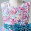 Kayiyasu Rainbow Sequin Bow Floral Round Perfect for Piano Kindergarten Entrance and Ages Rainbow Pink Girls' Dress, Neck, Recitals, Ceremonies,