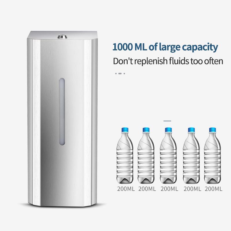 Dispenser sapone in acciaio inox da 1000 ml, sensore automatico, dispenser sapone liquido per montaggio a parete, spray disinfettante per mani | Dispenser sapone liquido