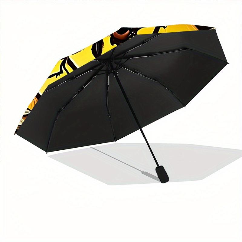 1pc Bee Honeycomb Automatic Open/close Umbrella, 8-Rib Sturdy Structure, Portable Travel Umbrella, Parties, Everyday Use, Outdoor Accessory,