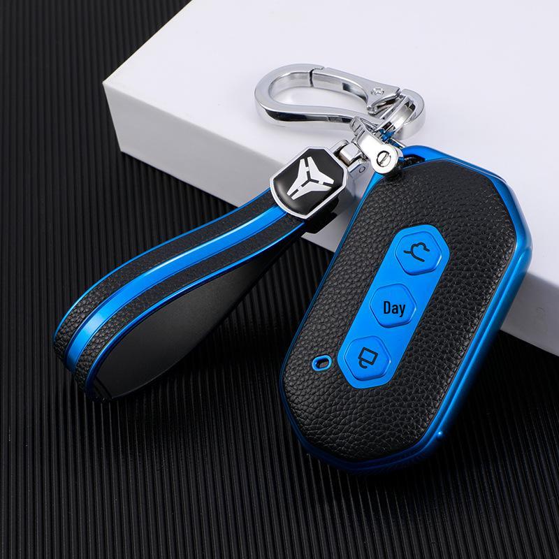 Wuling Capgemini Key Cover - Premium Leather Texture Smart Remote Protection for Men & Women