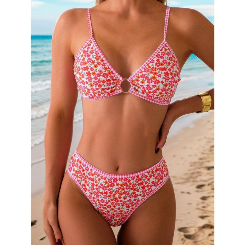 Women's New Small Floral Triangle Cup Sexy Bikini Swimsuit