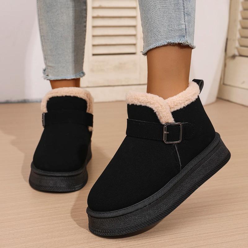 Women Snow Boots Winter Fur Fluffy Cotton Shoes Fashion Suede Casual Ankle Boot Outdoor Non Slip Platform Boot Winter Lady Boots