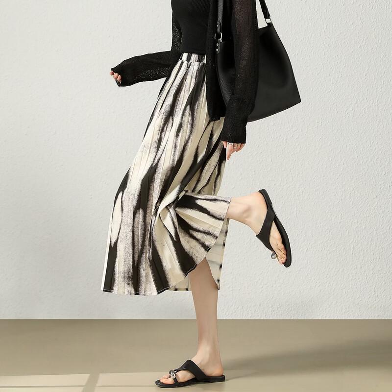 Demana Gradient Pleated A-Line Midi Skirt XL