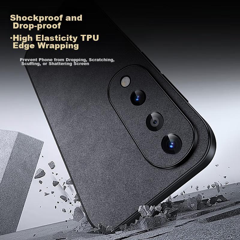 Honor 70 Pro Phone Case, Honor 70 Pro Protective Cover, Shockproof Lens Full Protection Soft, Simple Silicone Outer Case, WoAnd Leather Case, Gray