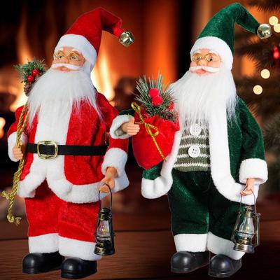 Suministros Navideños de Poliéster Figuras de Papá Noel Postura de Pie Muñecos de Navidad Decoraciones para Ventanas Regalos