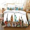 Duvet Cover Statue of Liberty King Size Microfiber World Famous Building Bedding Set New York Landmark Cityscape Comforter Cover