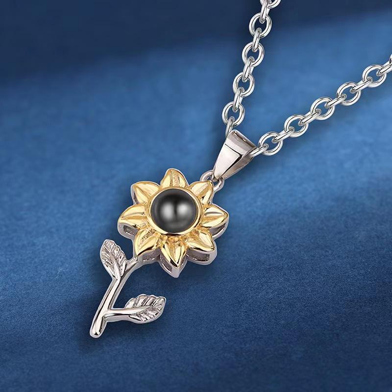Vintage Elegant Sunflower Pendant Necklace for Women Fashion Aesthetic Flowers Clavicle Chain Choker Wedding Party Jewelry
