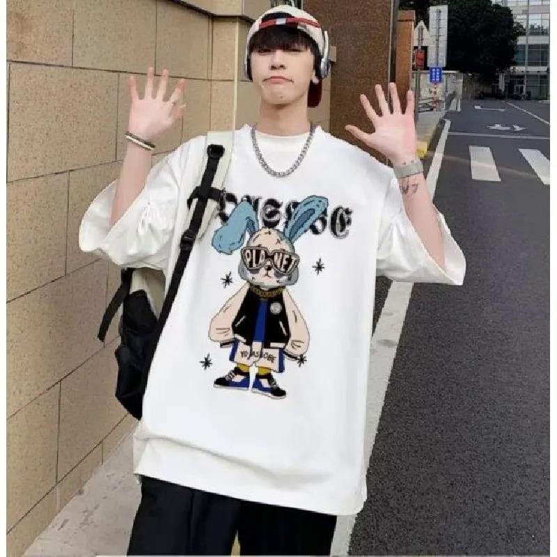 Tricouri cu mânecă scurtă pentru bărbați Tricouri cu jumătate de mânecă cu imprimeu grafic cu litere Pulover Tricou casual Bărbați casual coreean cu gât rotund Topuri retro Pentru