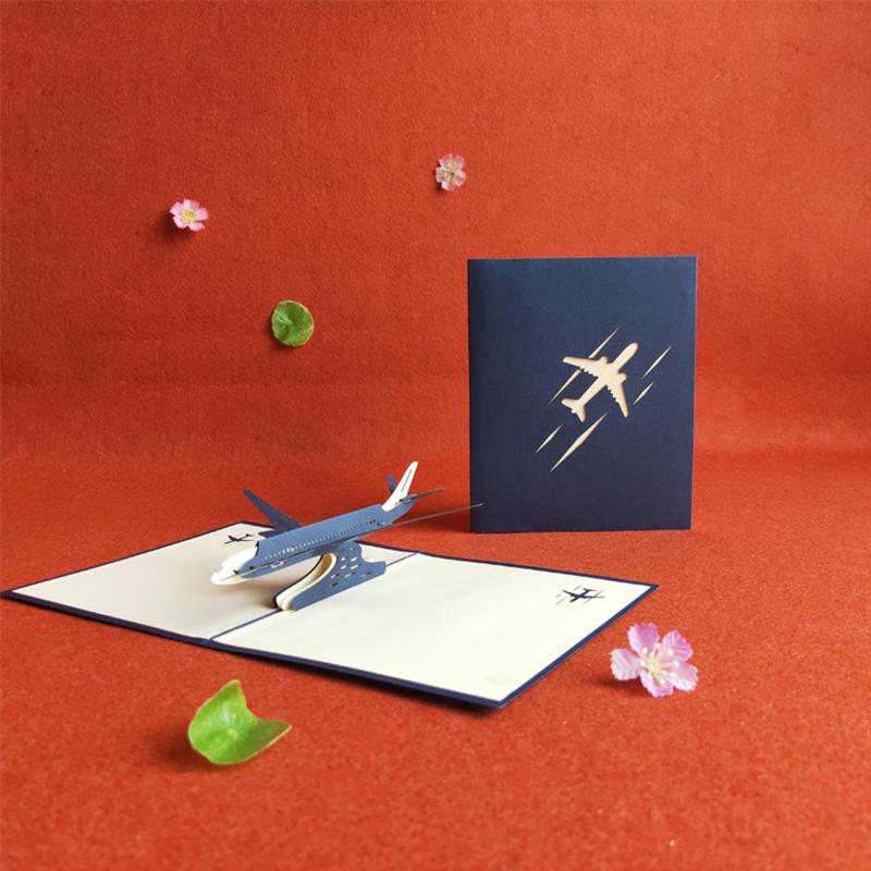 3D Airplane Style Greeting Card Party Invitation Cards Model Decoration Paper Carving Folding DIY Festival Gathering Supply TMZ