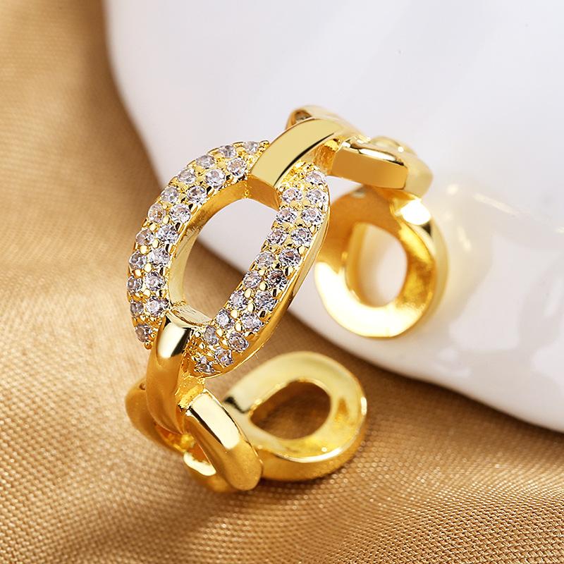 925 Sterling Silver HipHop Ring Open Adjustable Silver/Gold for Women Exquisite Student Girlfriend Jewelry Wedding Party GiftG