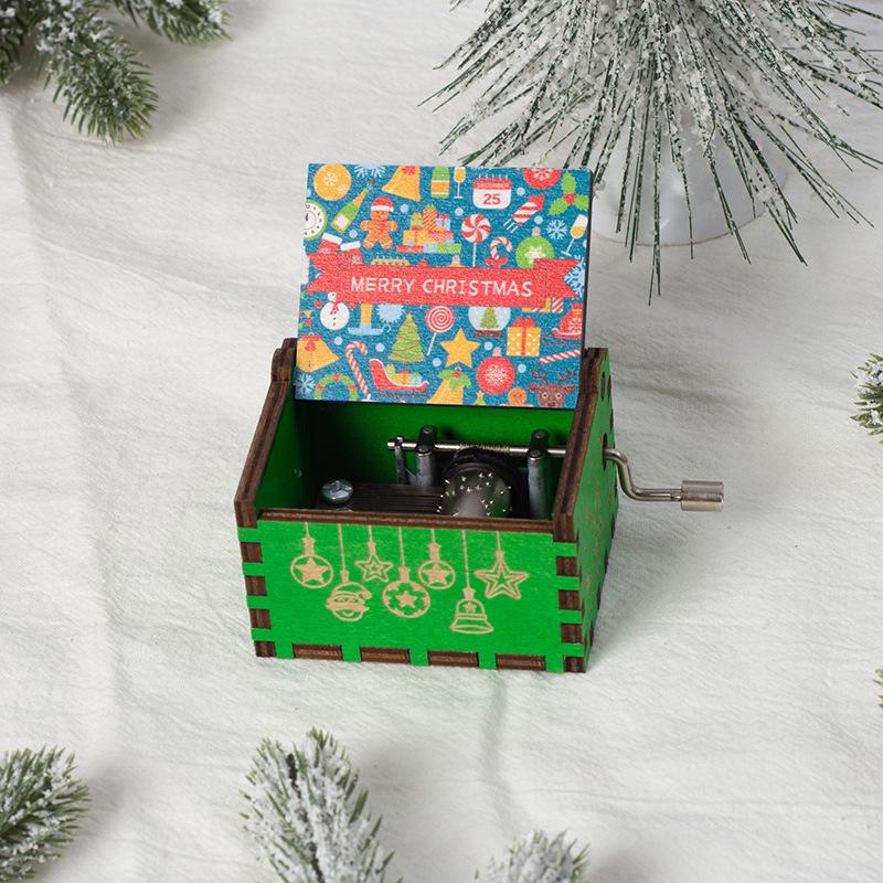 Wooden Hand-Cranked Christmas Music Box Ornament