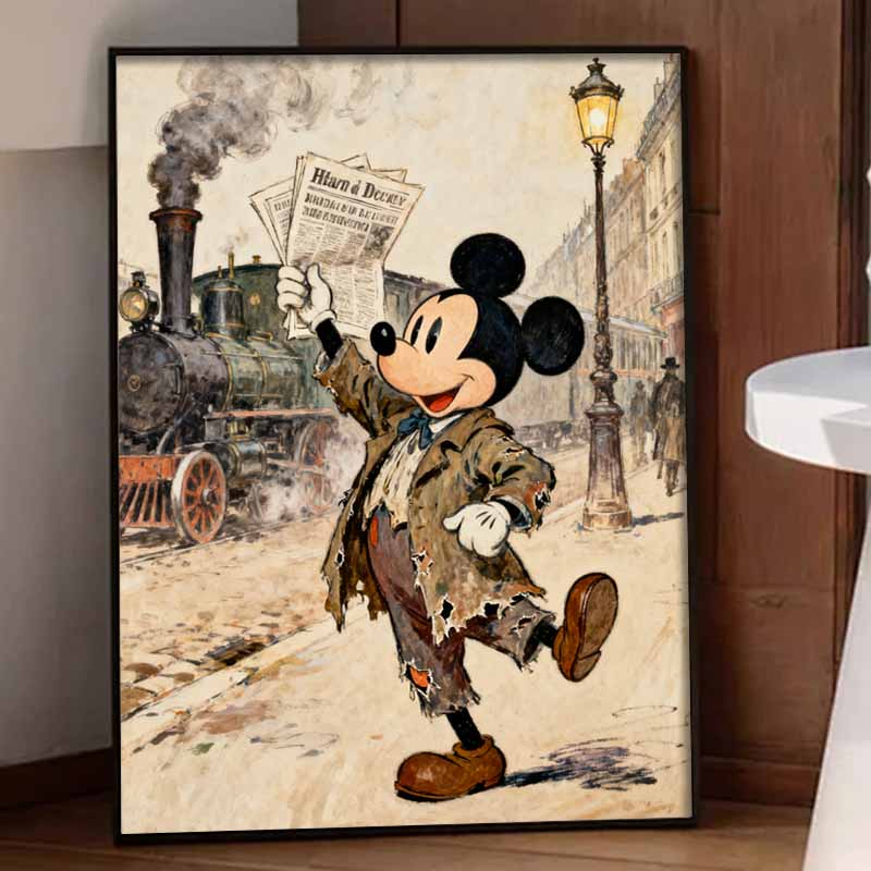 Disney 5D diamond painting set Mickey Mouse newspaper boy DIY handmade diamond painting art production diamond decorative painting