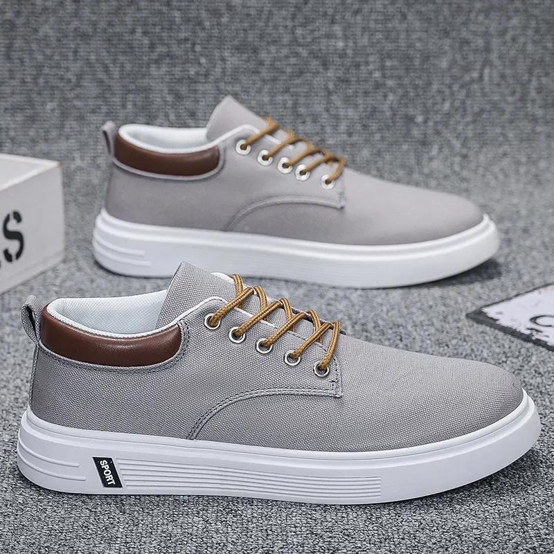 Fashion Lace Up Men Casual Shoes Lightweight Round Toe Platform Men Board Shoes Outdoor Skateboard Sports Sneakers Tennis Shoes