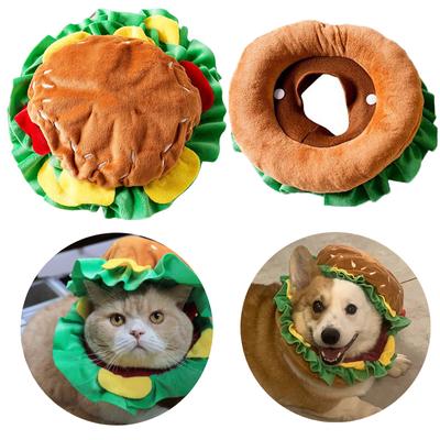 Cat Hamburger Hat Clothes Halloween Cosplay Party Funny Puppy Kitten Costume Creative Novelty Pet Coat Yorkshire French Bulldog