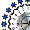 Crystal Flowers Wall Clock None-Ticking Silents Battery Operated Clocks Decorative Wall Clocks for Living Room Decors HX6C