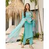 Women's Viscose Embroidered Straight Kurta with Pant And Dupatta Sets