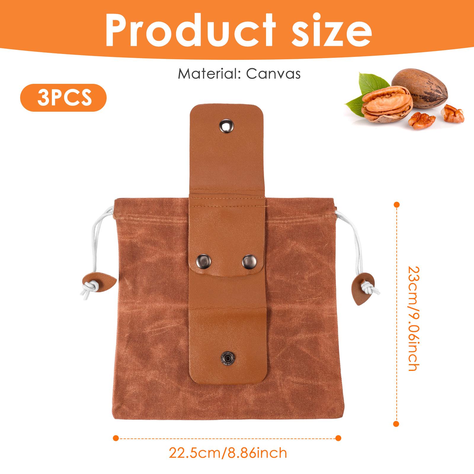 

3 шт. Зовнішня сумка-кошик для збору врожаю, полотняна сумка для прогулянок та годування з затяжкою та пряжкою, складана шкіряна поясна сумка для піших походів