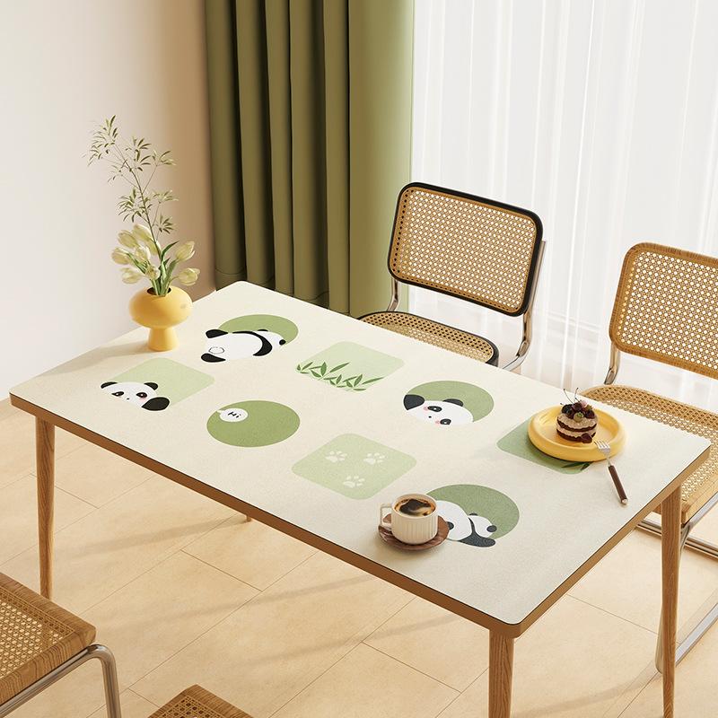 Panda Cartoon Tablecloth Pvc Waterproof, Oil-Proof And Anti-Scalding Leave-In Table Mat Leather Tablecloth Dining Table Mat Coffee Table Mat