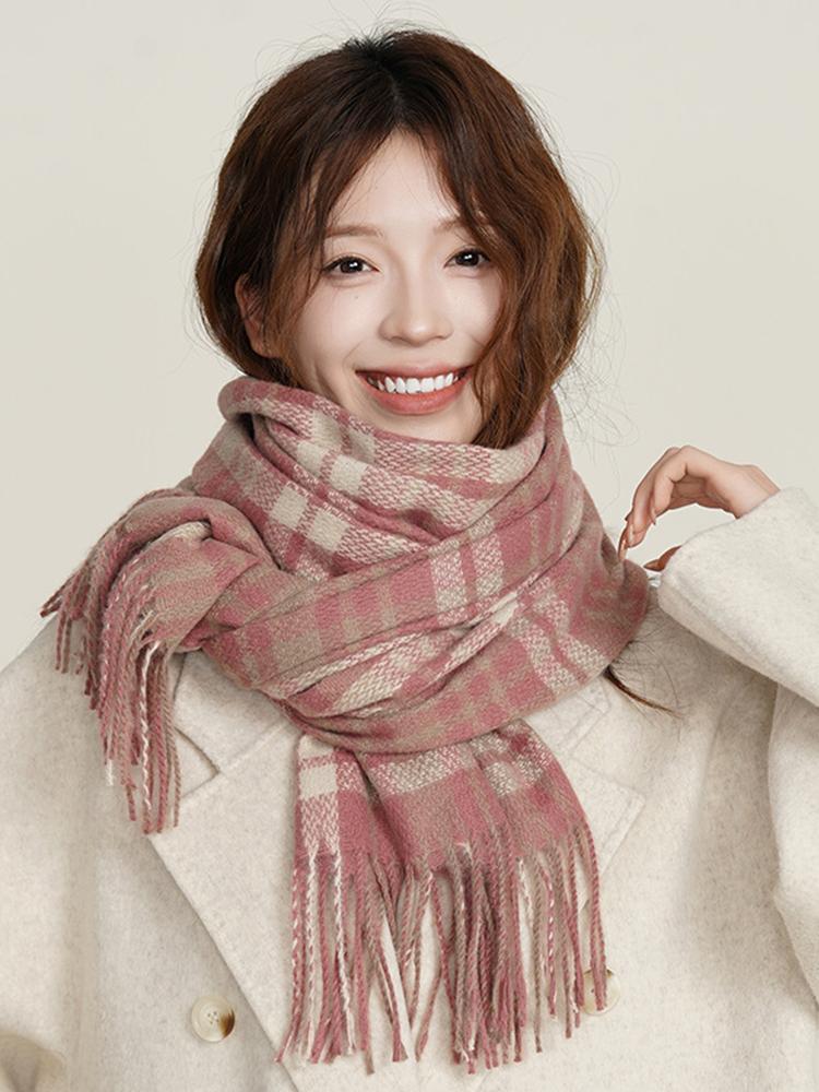 New Knitted Retro Scarf Headscarf Winter Women Men Preppy Plaid Tassels Scarve Pashmina Mujer Femme Male Foulard Wrap Shawl