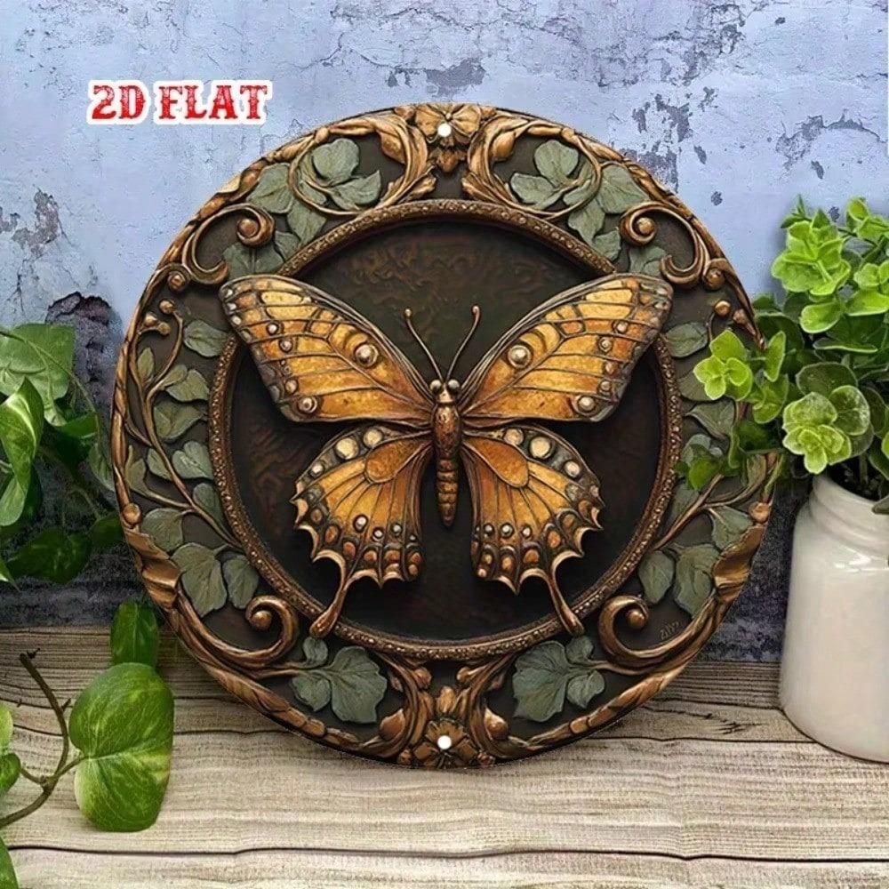 Vintage Gold 3D Butterfly Wall Sculpture, Bionic Insect Metal Decor for Home Cafe Living Room